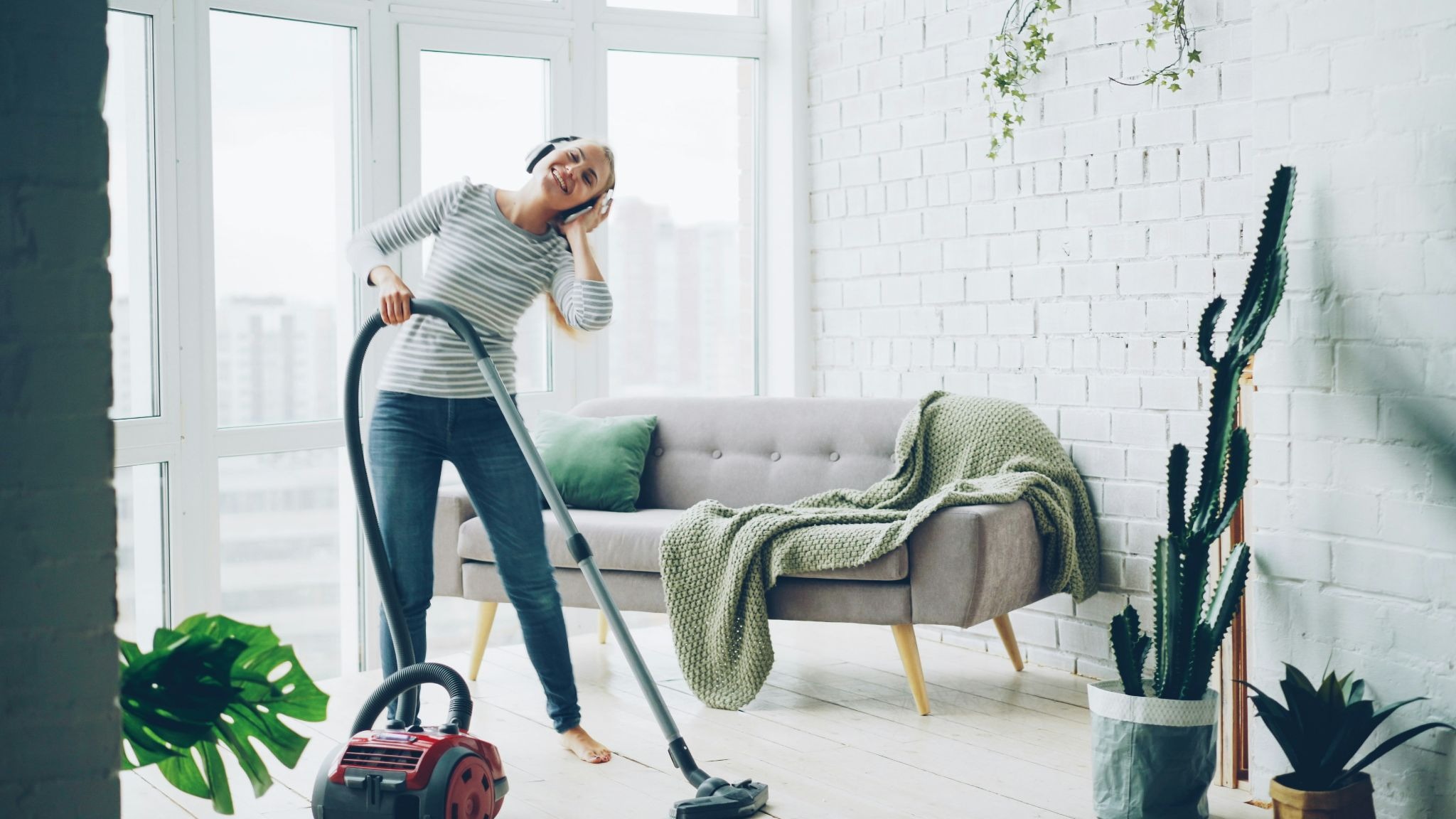 Woman cleaning floor
